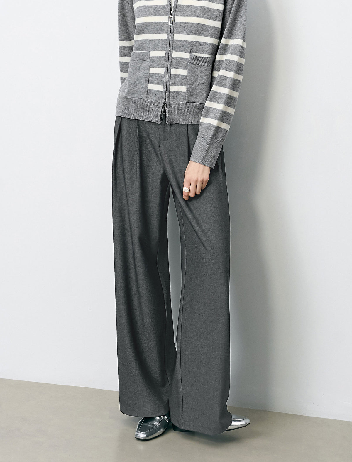 High-Rise Pleated Wide-Leg Trousers