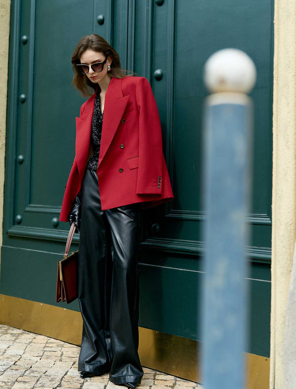 Oversized Double-Breasted Wool-Blend Blazer