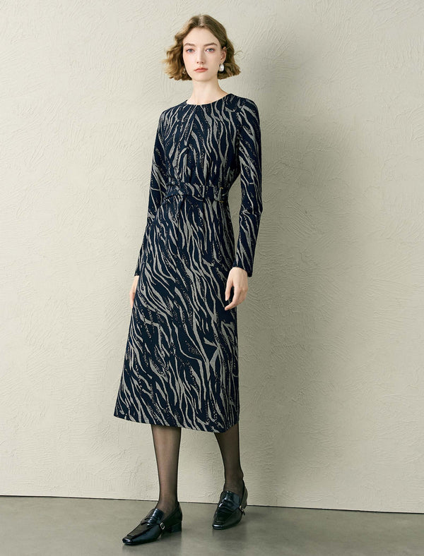 Zebra-Print Midi Dress