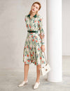 Floral Print Contrast Collar Shirt Dress