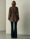 Brown Wool-Blend Self-Tie Coat