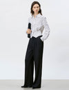 Polka Dot Waist-Cinched Tencel Linen Blouse