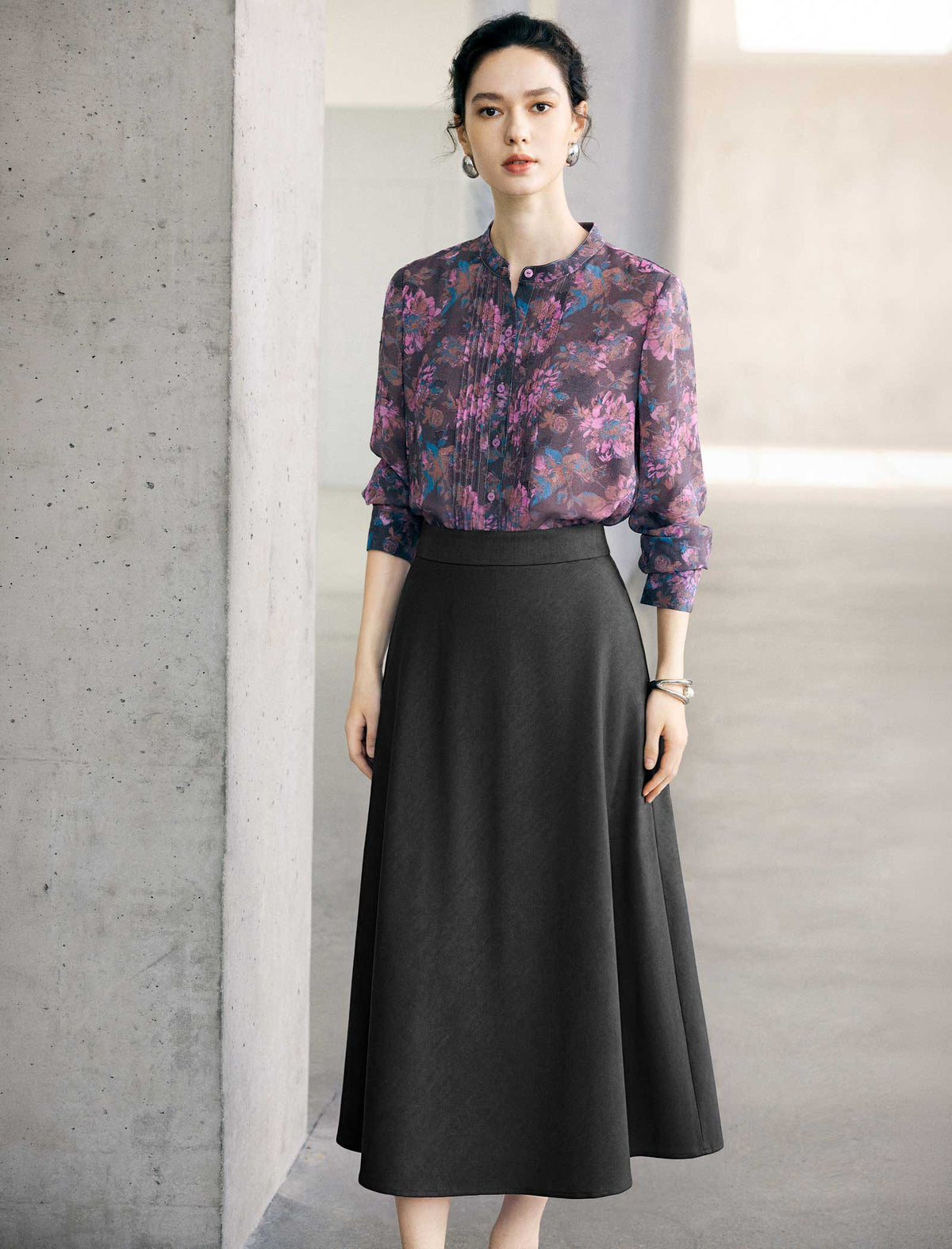 High-Waist Slimming Midi Umbrella Skirt