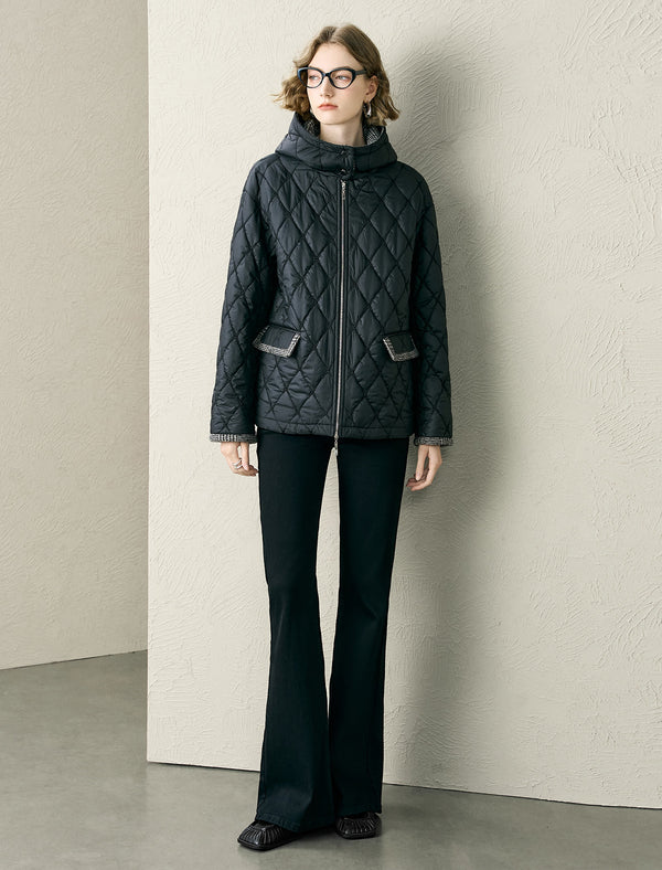 Tweed Accents Quilted Padded Jacket