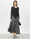 Black And White Plaid Ruffled Midi Skirt