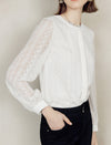 Lace Round Neck Button Front Blouse