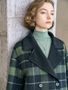 Reversible Plaid Wool-Blend Leather Trim Coat