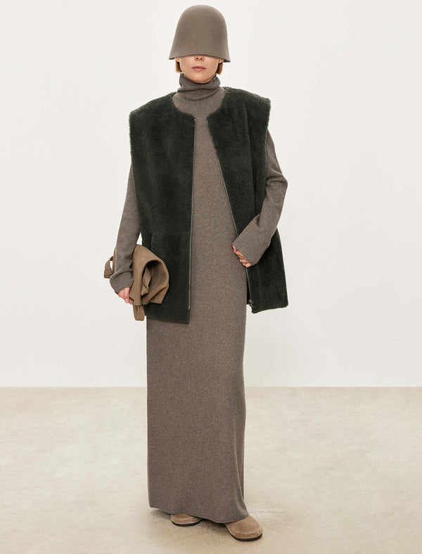 100% Wool Turtleneck Maxi Dress