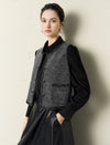 Black Trim Tweed Vest