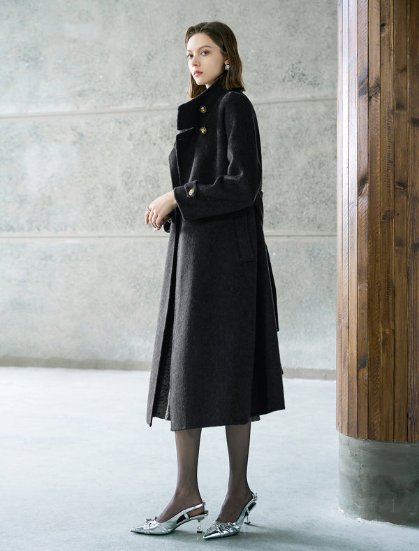 Wool-Blend Belted Coat
