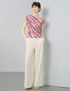 Pink Abstract Print Ruched Waist Top