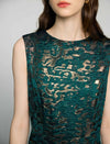Jacquard Crewneck Sleeveless A-Line Midi Dress