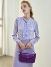 Lavender Patterned Ruffle Blouse