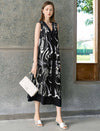 Abstract Print Sleeveless Midi Dress
