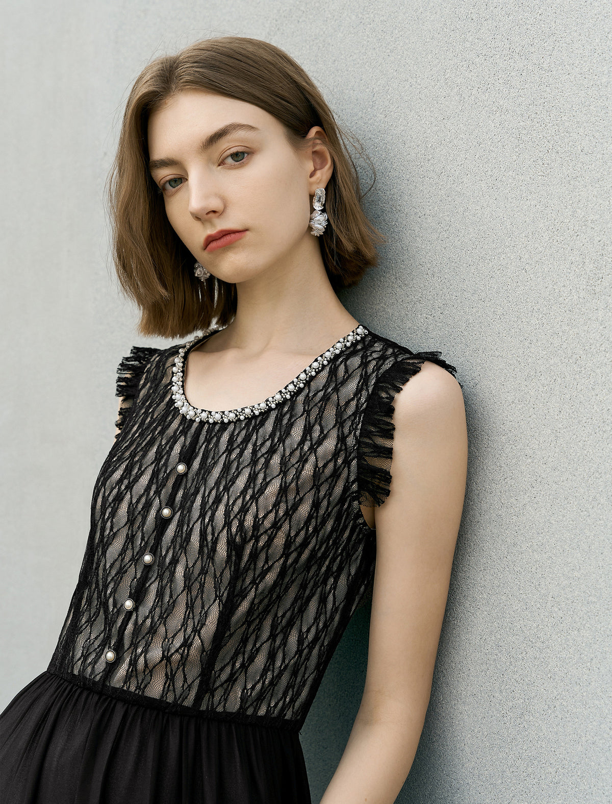 Black Sheer Lace Maxi Dress