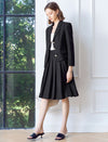 Black Pleated Knee-Length A-Line Skirt