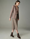 Plaid Button-Front Fitted Blazer