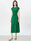 Green Knot-Waist Midi Dress