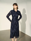 Navy Blue Lace Shirt Dress
