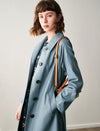 Collared Button-Front Belted Trench Coat