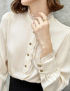 Lace Trim Mandarin Collar Blouse
