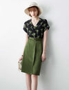 High-Waisted Straight Skirt