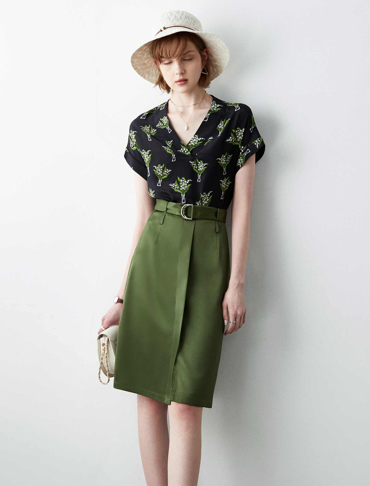 High-Waisted Straight Skirt