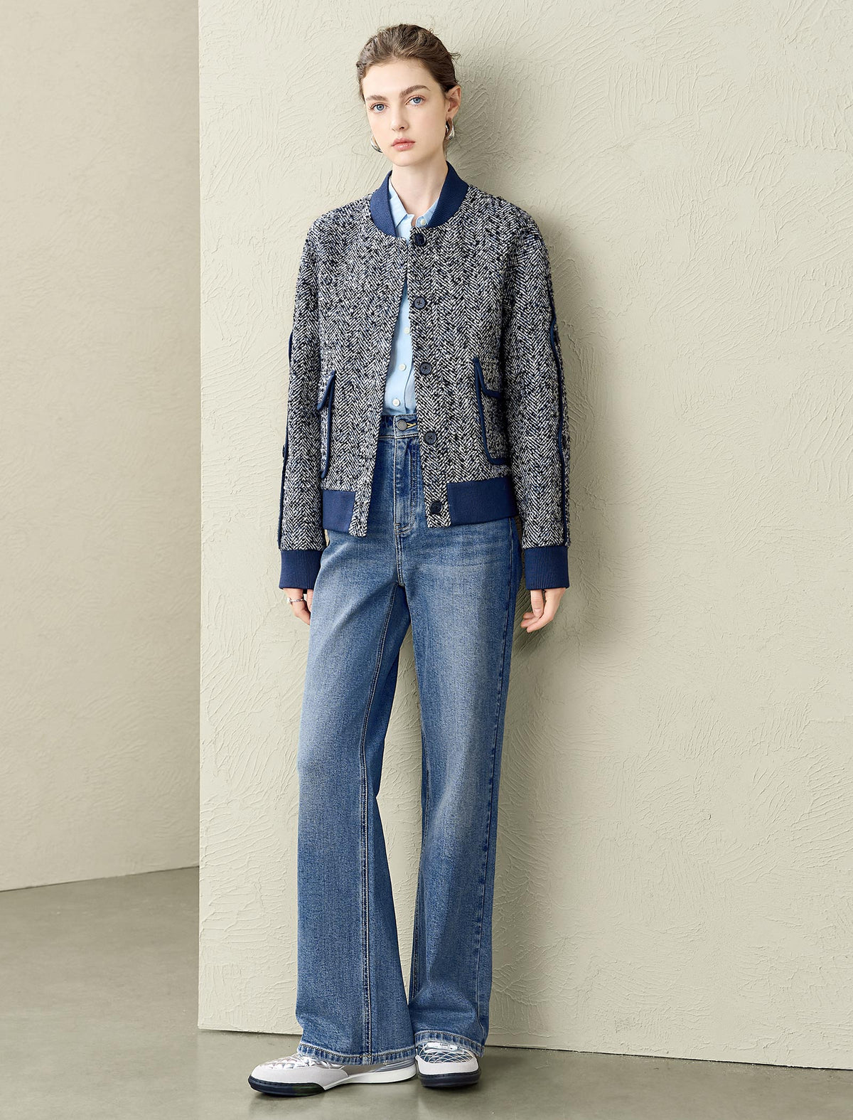 Tweed Wool-Blend Bomber Jacket