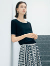 Black Contrast Trim Short Sleeve Knit Top