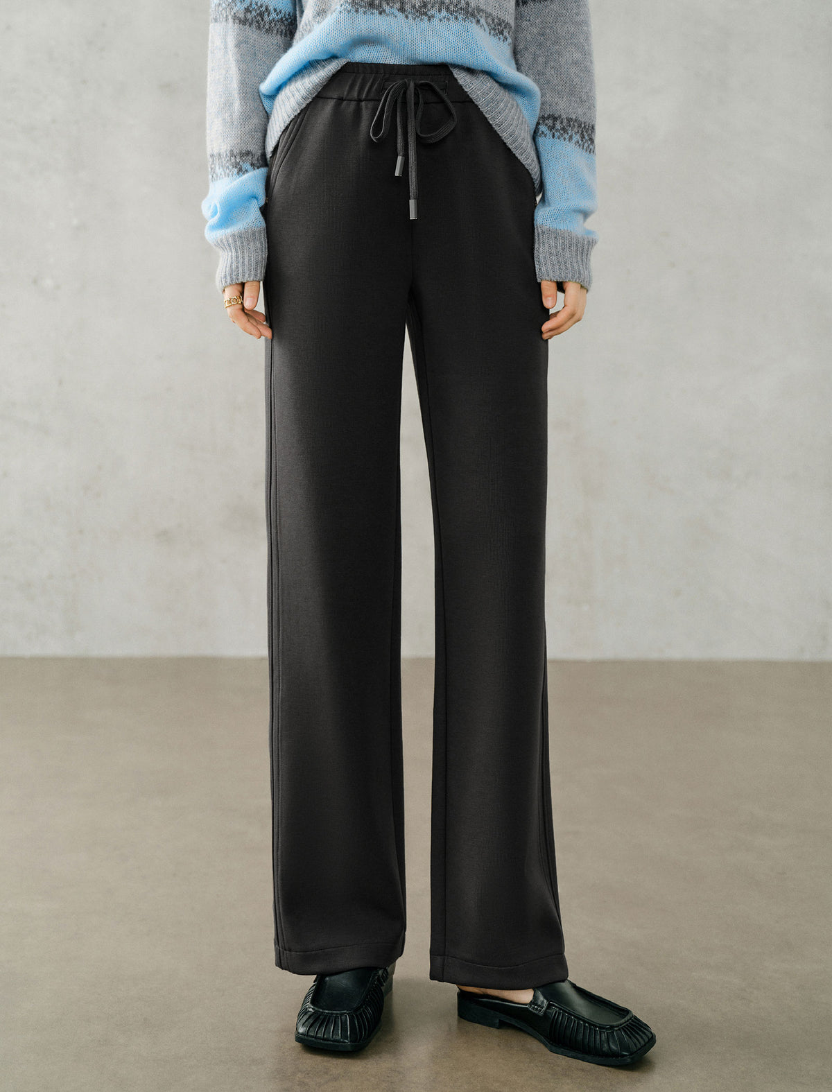 High Waist Drawstring Wide Leg Pants