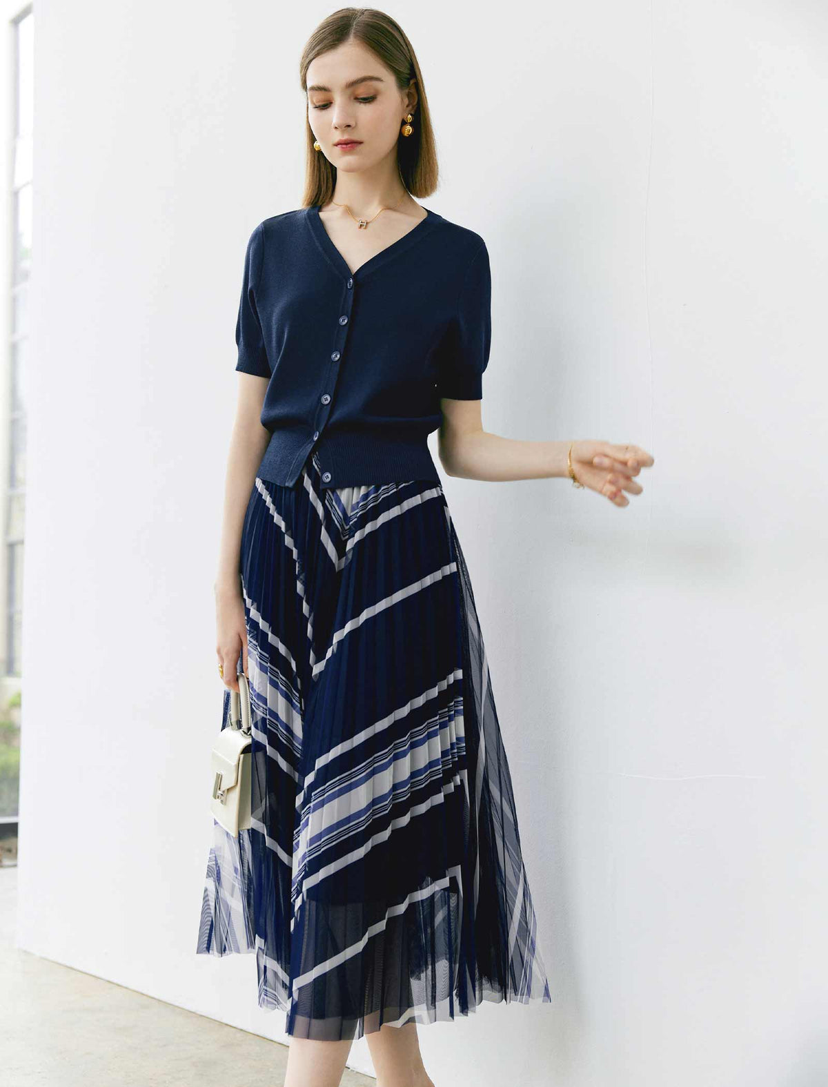 Elegant Printed Pleated Skirt