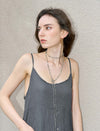 Charcoal Crinkled Sleeveless Maxi Slip Dress