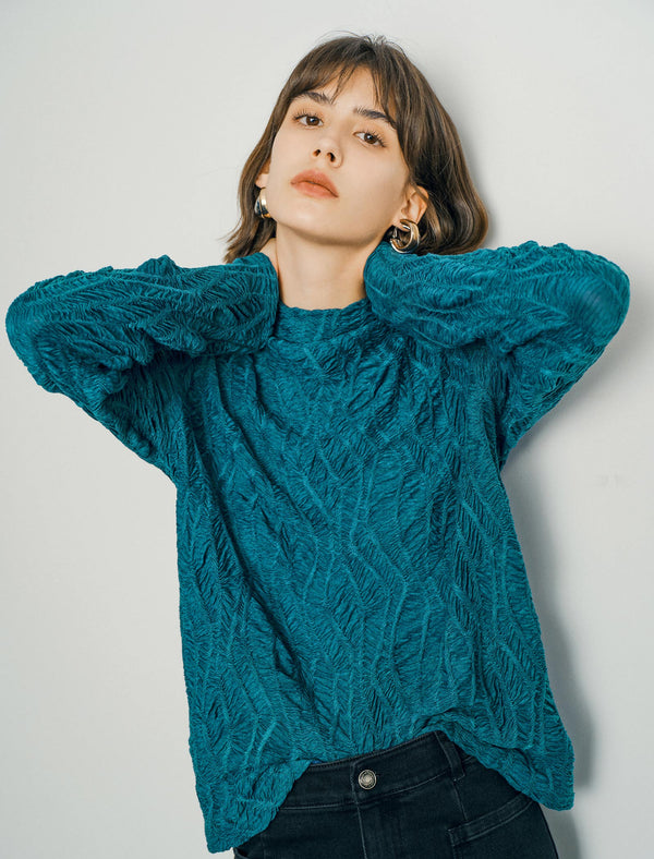 Textured Mock Neck Top