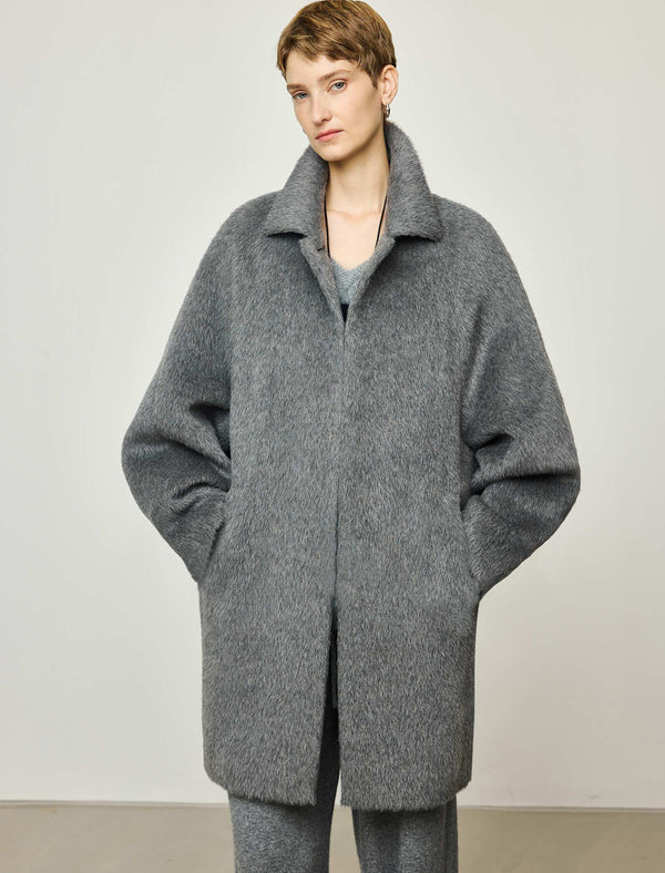 100% Alpaca Oversized Classic Collar Wool Coat