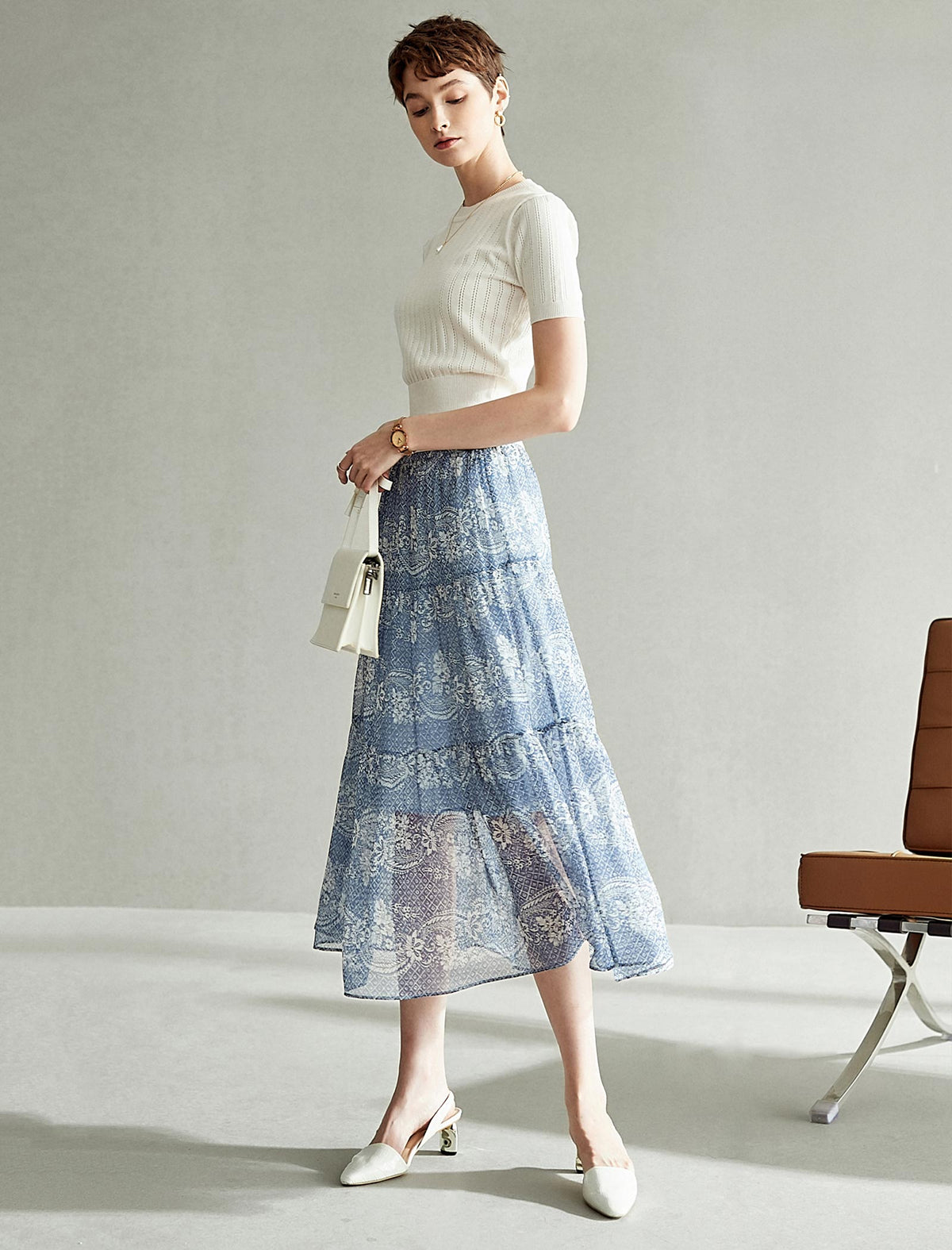 Elegant Floral Print Skirt