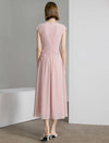 Dusty Pink Ruched Waist Midi Dress