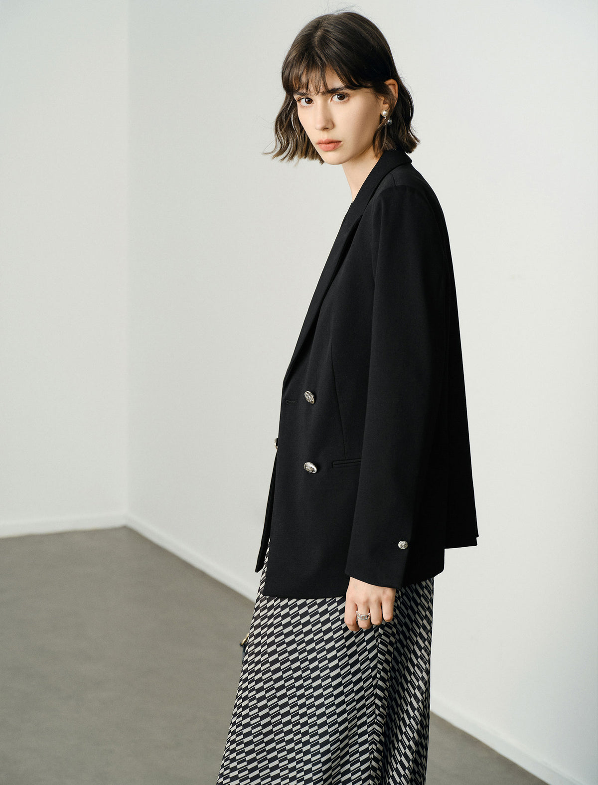 Black Double-Breasted Blazer