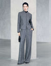 Wool Blend Mandarin Collar Cropped Jacket