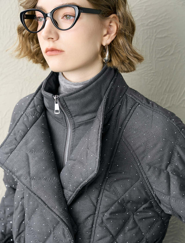 Quilted Polka Dot Padded Coat