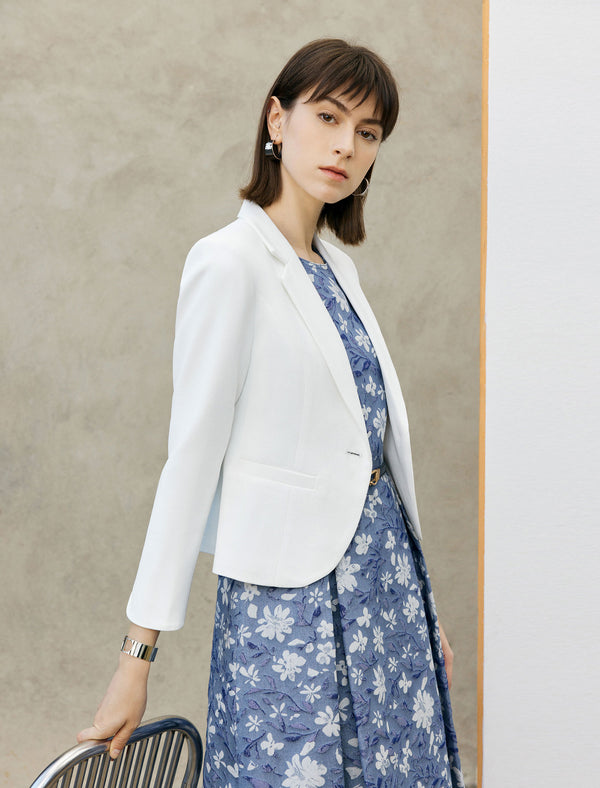 Pearl Button Slim Fit Lapel Blazer