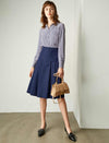 Solid Color Pleated A-Line Skirt