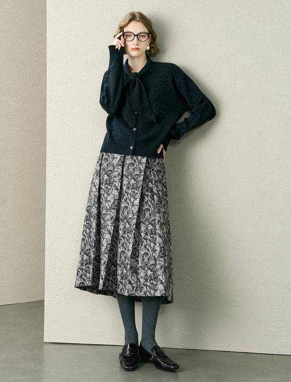 Tie-Neck 100% Wool Cardigan