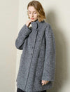 Wool-Alpaca Blend Stand Collar Textured Coat