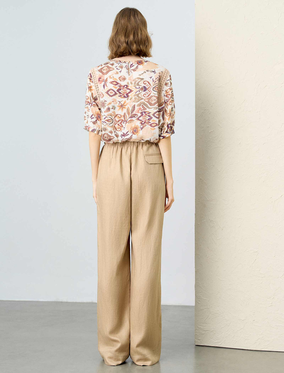 Linen Wide-Leg Drawstring Pants