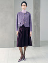 Wool Blend Round Neck Metal Button Cropped Jacket
