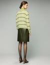 Panel-Seam High-Waist A-Line Midi Skirt