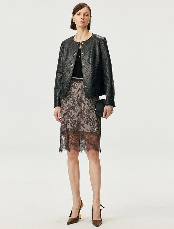 Sheer Lace Midi Skirt