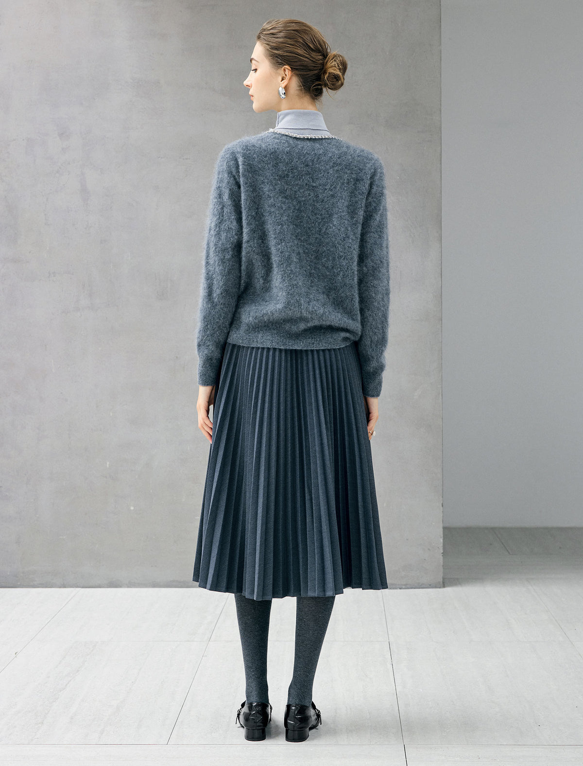 Wool and Mulberry Silk Blend Beaded V-Neck Sweater