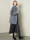 Wool-Alpaca Blend Stand Collar Textured Coat