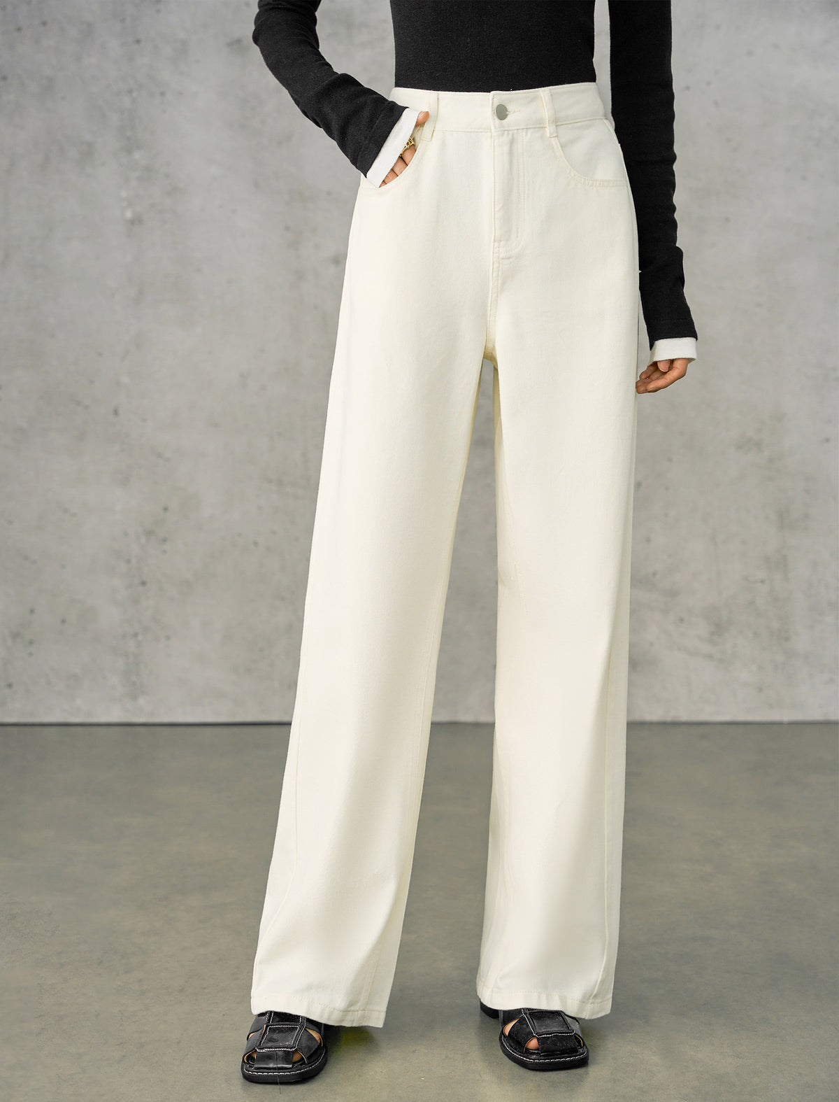 High-Waisted Wide Leg Denim Pants